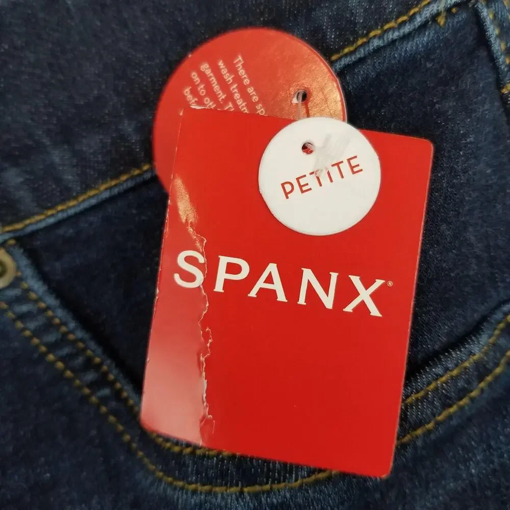Spanx Jeans Womens Small Petite Midnight Shade Flare Dark Wash Denim 20327Q NWT - Picture 4 of 11